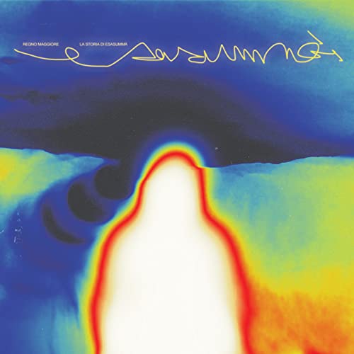 Vinyl record cover with abstract blue, yellow, and white paint strokes.
