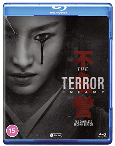 Blu-ray cover for "The Terror: Infamy" with a woman crying black tears.