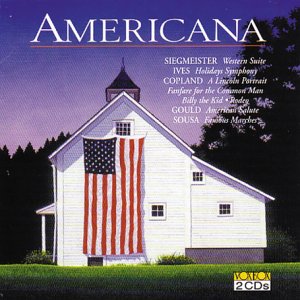 CD cover: White church with American flag, titled "Americana", composers listed.