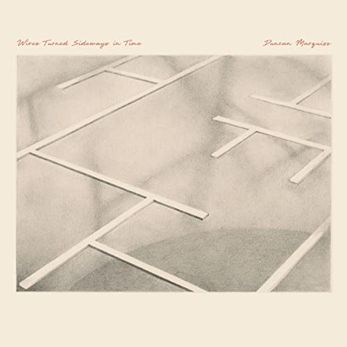 CD cover for Duncan Marquiss’ “Wires Turned Sideways In Time” with abstract lines.
