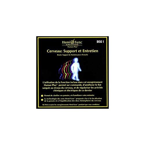 "Hemi-Sync audio CD cover with a glowing human figure and multicolored brain waves."