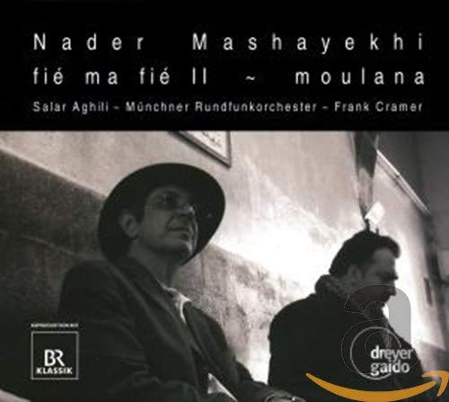 "CD cover with black and white photo of two men against a wall."