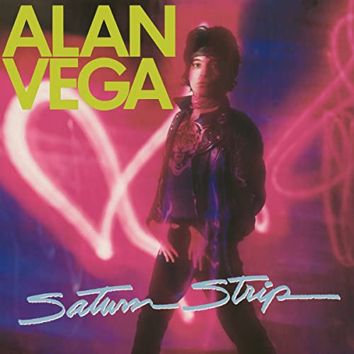 Album cover for Alan Vega’s “Saturn Strip” featuring a man in a jacket.