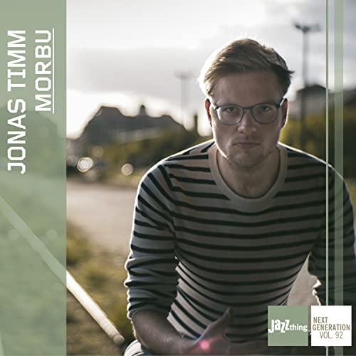 CD cover featuring Jonas Timm, a man with glasses, in a striped shirt.