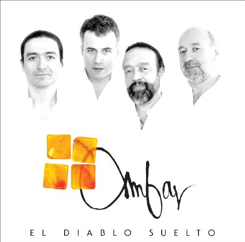 "CD cover featuring four men's portraits and orange squares with 'Ambar' text."