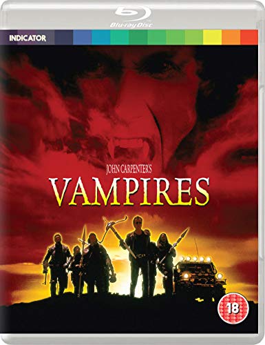 Blu-ray cover for John Carpenter's Vampires featuring a group of hunters against a sunset.