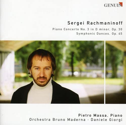 CD cover featuring pianist Pietro Massa and text by Rachmaninoff.