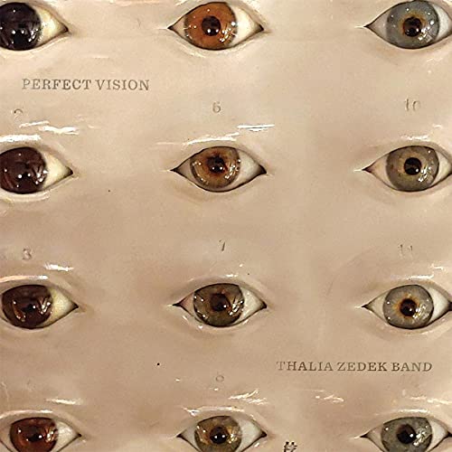 CD cover with a grid of realistic human eyes, text “Perfect Vision”.