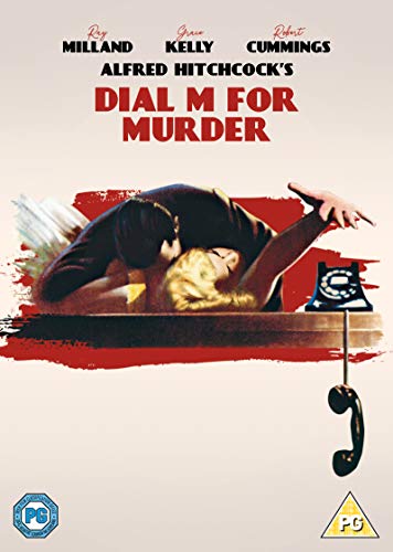 Dial M For Murder" DVD cover with a distressed image of a woman and phone.
