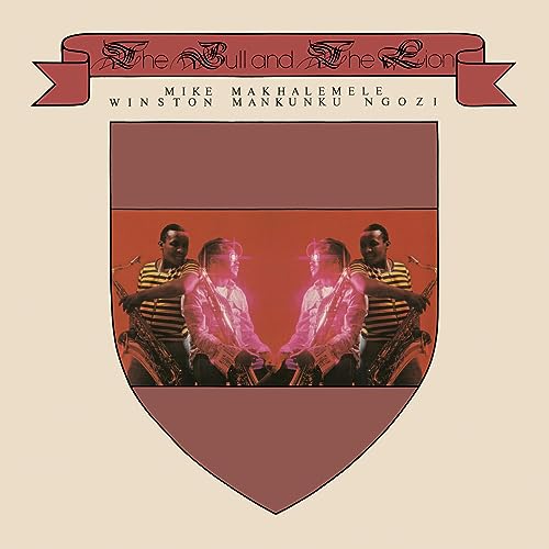 Album cover featuring two musicians with saxophones inside a shield shape.