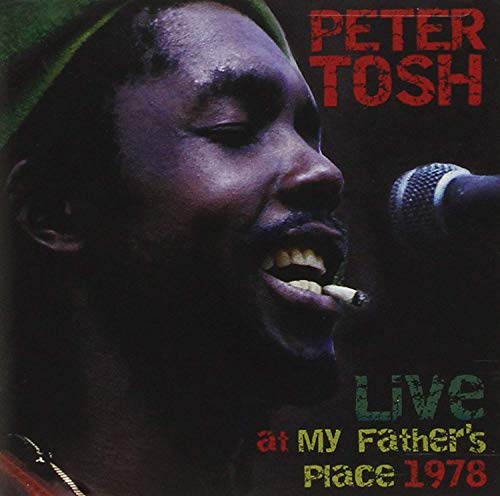 Peter Tosh portrait on CD cover, performing live in 1978.