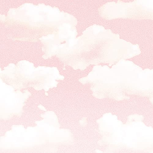 Pink textured background with fluffy white clouds, album artwork.