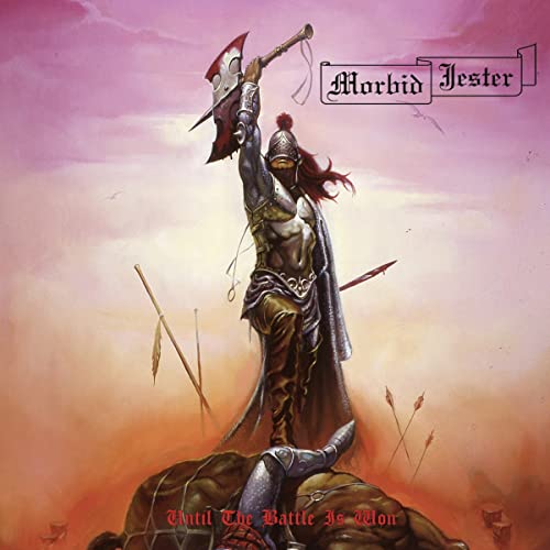 Album cover: armored figure with axe raised on a battlefield.