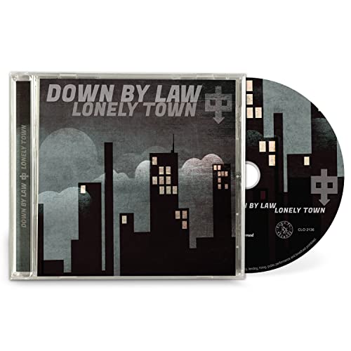 CD case for Down By Law’s “Lonely Town” with stylized cityscape cover.