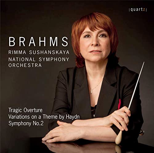 CD cover featuring conductor Rimma Sushanskaya and text “Brahms.”