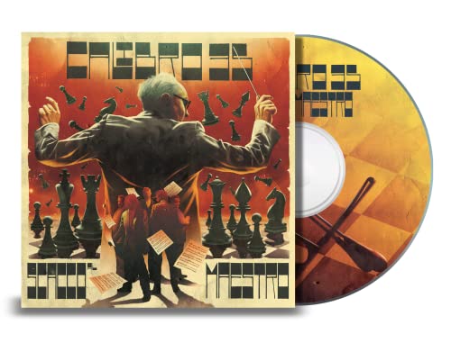 CD cover art depicting a conductor with chess pieces, tribute to Morricone.