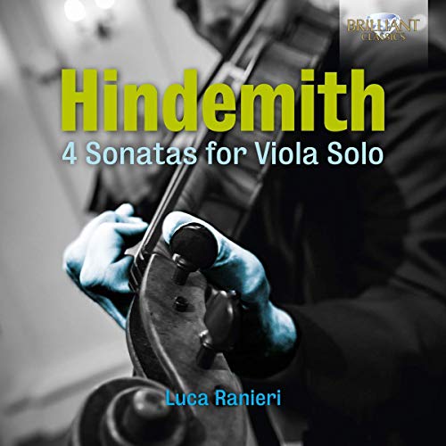 CD cover with a person playing viola, titled "Hindemith 4 Sonatas for Viola Solo".