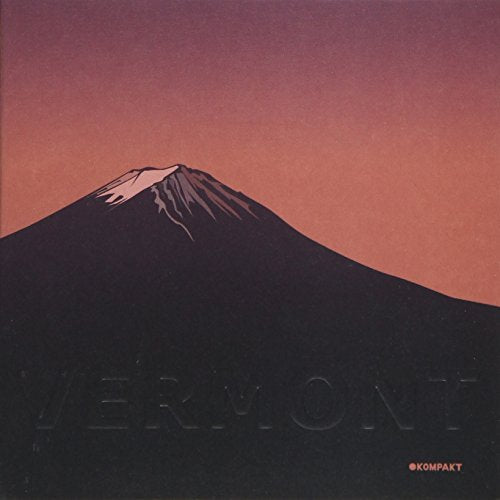 "Album cover featuring a dark mountain silhouette against a red sky with 'VERMONT' text."