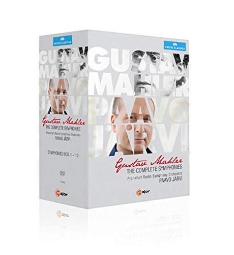 DVD cover with faces of Gustav Mahler and Paavo Jarvi on a gray background.