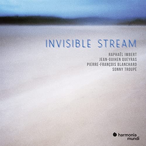 CD cover for āInvisible Streamā by Jean-Guihen Queyras, pale blue gradient.