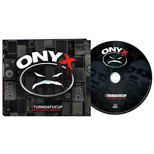 Onyx “Turndafucup” CD case open with disc, featuring a distressed face graphic.