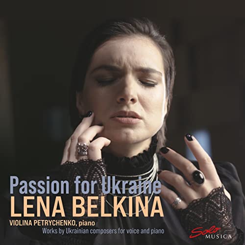 CD cover featuring portrait of Lena Belkina, with text “Passion for Ukraine”.