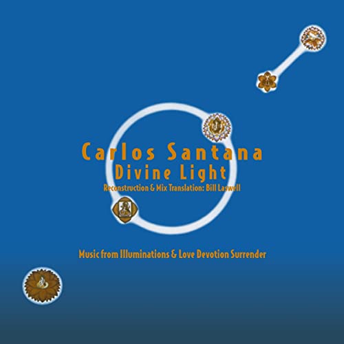 Album cover for Carlos Santana’s “Divine Light” with circular, floral designs.
