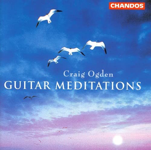 CD cover with blue sky, birds, and text “Guitar Meditations”.