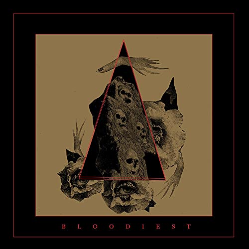 CD cover with a red triangle framing skulls and roses on tan background.