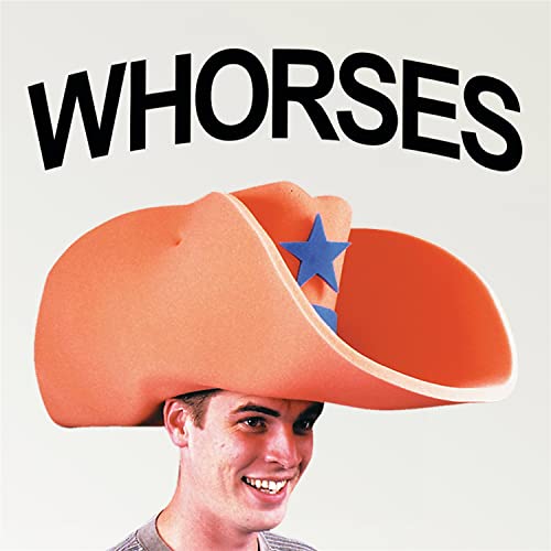 Man with a large orange cowboy hat and a blue star.