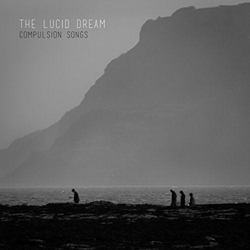 Black and white album cover with silhouetted figures on a rocky shoreline.