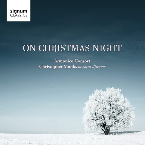 CD cover for "On Christmas Night" featuring a snow-covered tree.