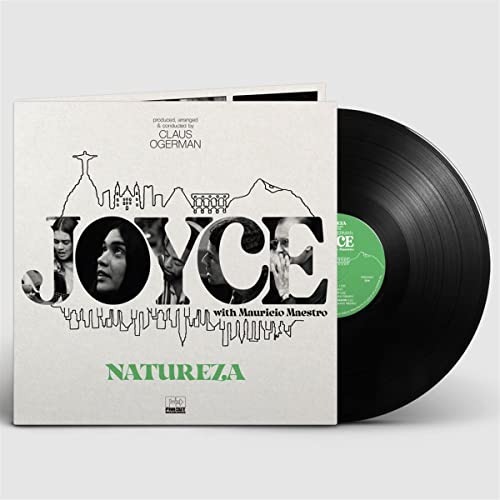 Vinyl record of Joyce’s “Natureza” album with illustrated cover art.