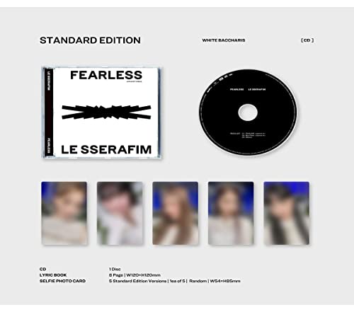 LE SSERAFIM “FEARLESS” CD: album case, disc, lyric book, and photo cards.