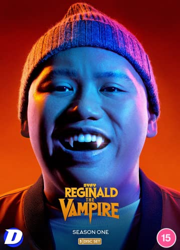 DVD cover for "Reginald The Vampire" featuring a young man with vampire teeth.