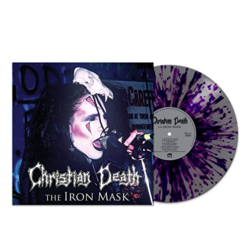 Christian Death album "The Iron Mask" vinyl record with purple splatter effect.