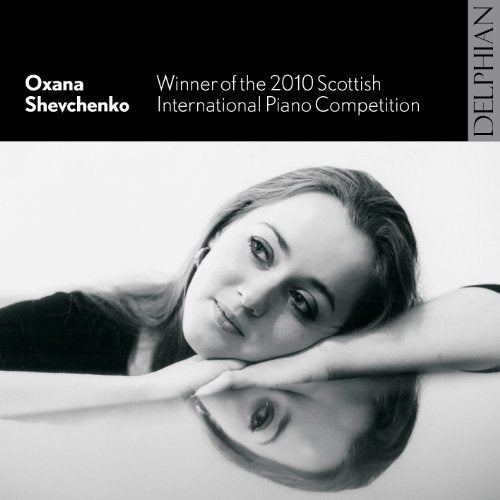 Black and white CD cover featuring pianist Oxana Shevchenko.