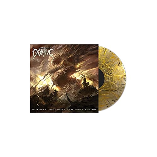 Vinyl record with dark, apocalyptic cover art and gold-splatter disc.