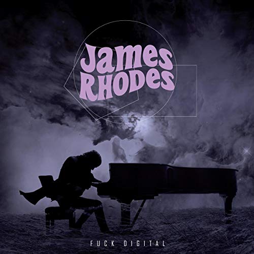 "Album cover with silhouette of man playing piano under cloudy, dark sky."