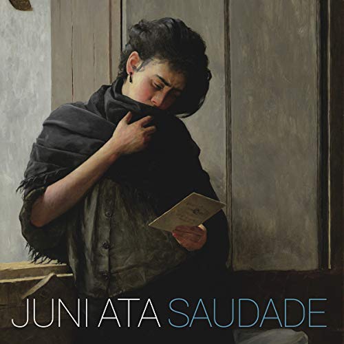 Painting of a woman with dark hair, holding a letter, album cover.
