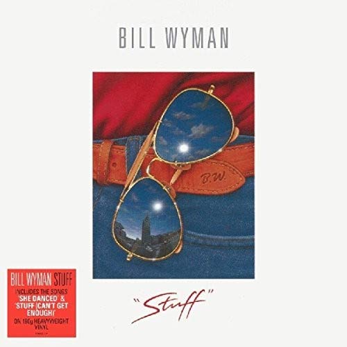 Album cover for Bill Wyman’s “Stuff” featuring sunglasses and a cityscape.