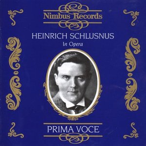 Blue CD cover with gold designs, featuring a black and white portrait of Heinrich Schlusnus.