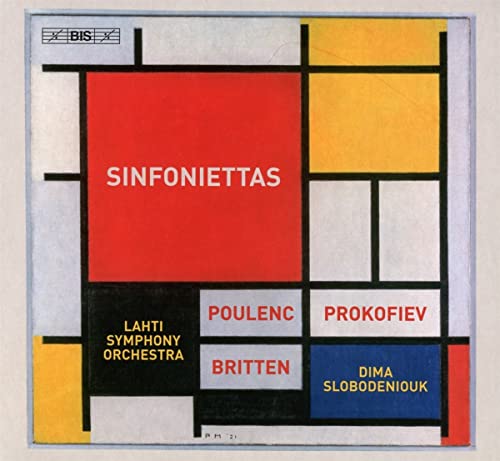 CD cover with abstract geometric design, composers’ names, and orchestra details.