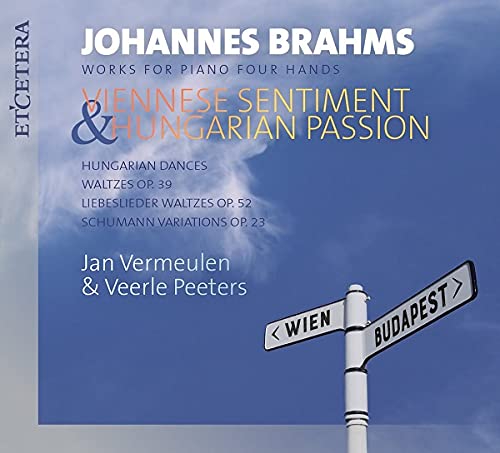 CD cover with blue sky, signpost pointing to "Wien" and "Budapest", and text.
