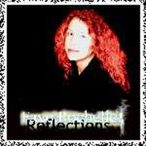 A woman with long red hair against a black background, with the text "Reflections".