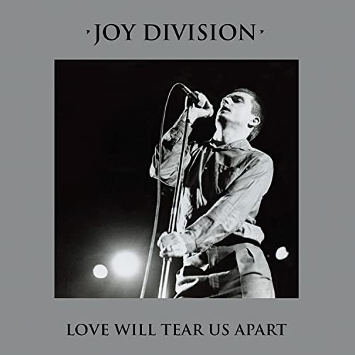 Black and white album cover featuring Ian Curtis performing with a microphone.