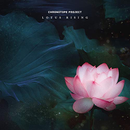 A pink lotus flower on a leafy pond with the title "Chronotope Project Lotus Rising".