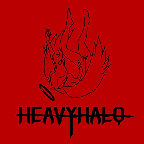 Red background with a white outline of a falling figure and text.