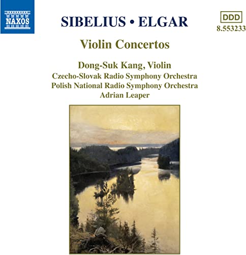 CD cover for Sibelius & Elgar violin concertos, landscape painting.