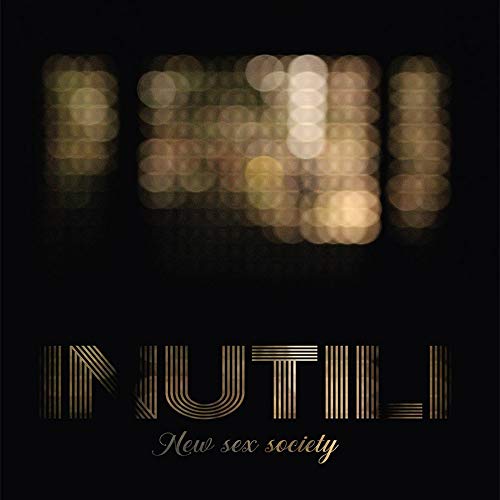 Black album cover with gold, blurred text reading "New Sex Society".
